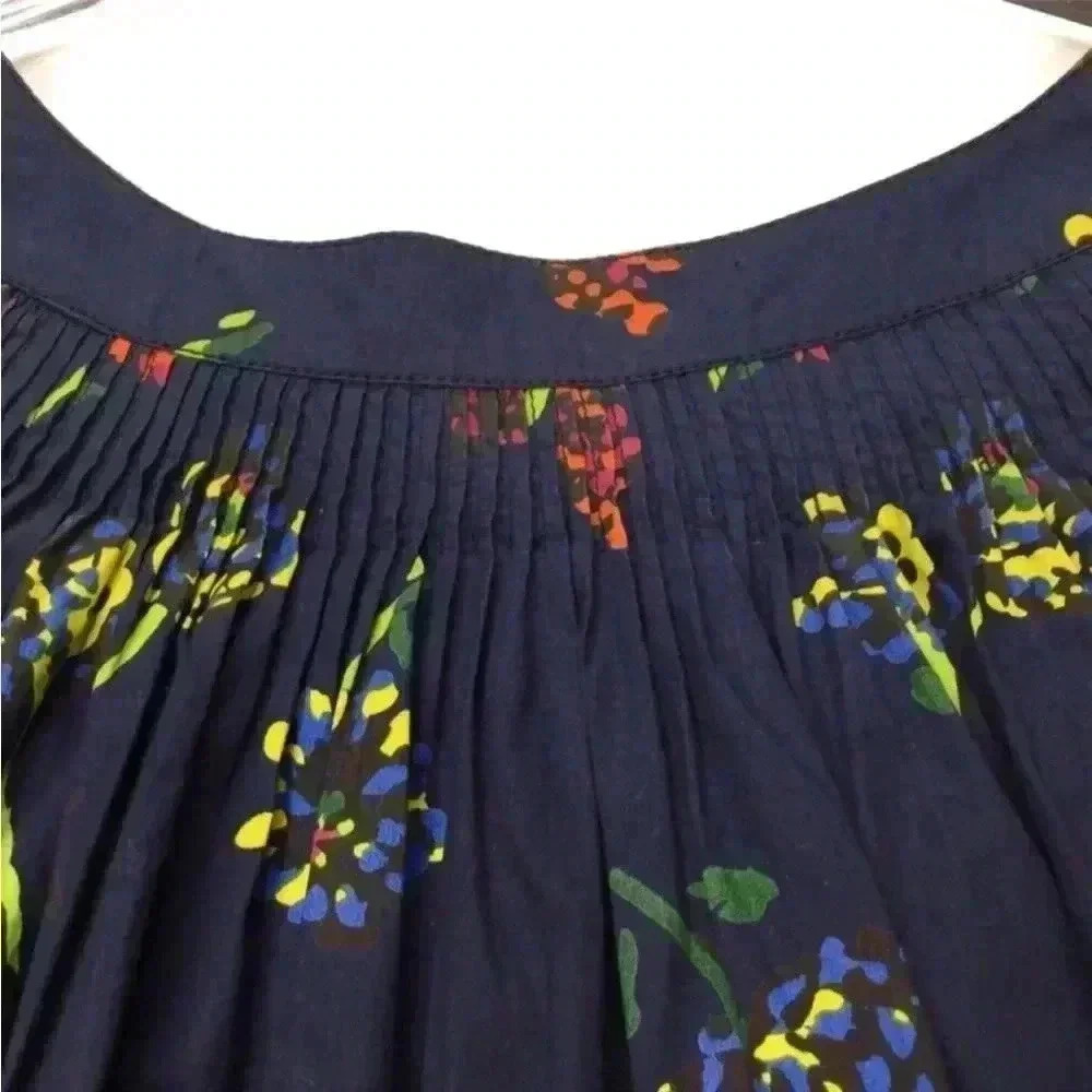 Ulla Johnson Joelle Poplin Puff Sleeve Midnight Blue Floral Top Blouse Size 0 XS - Picture 8 of 9